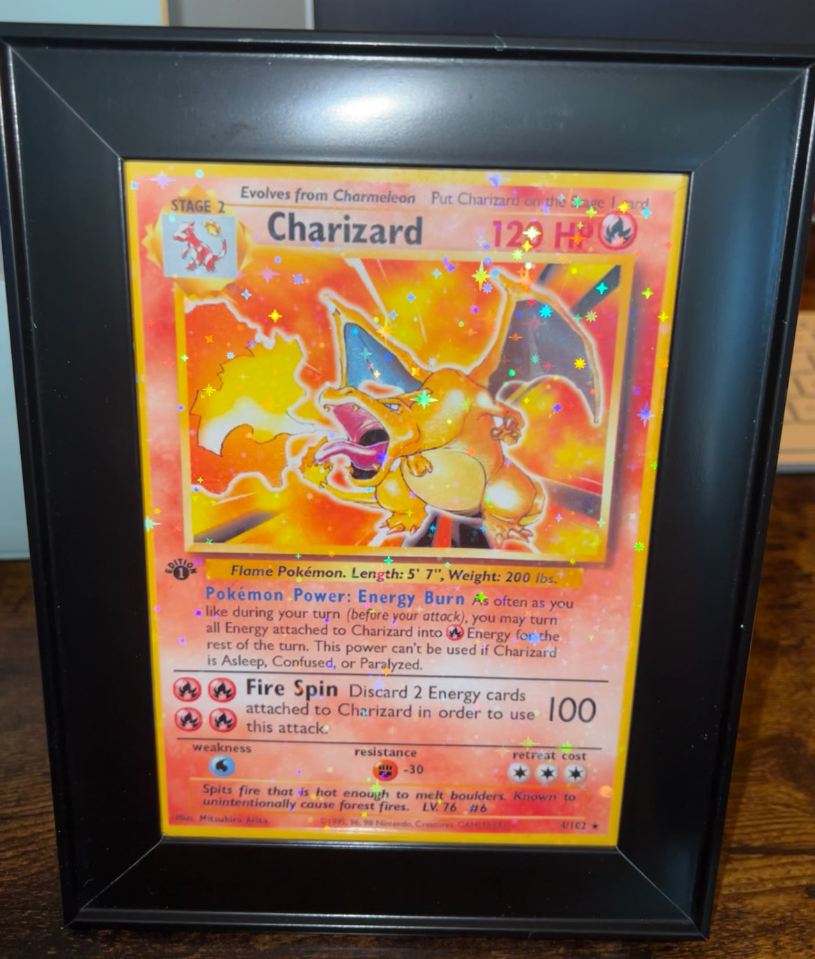 Holographic Charizard picture w/ frame