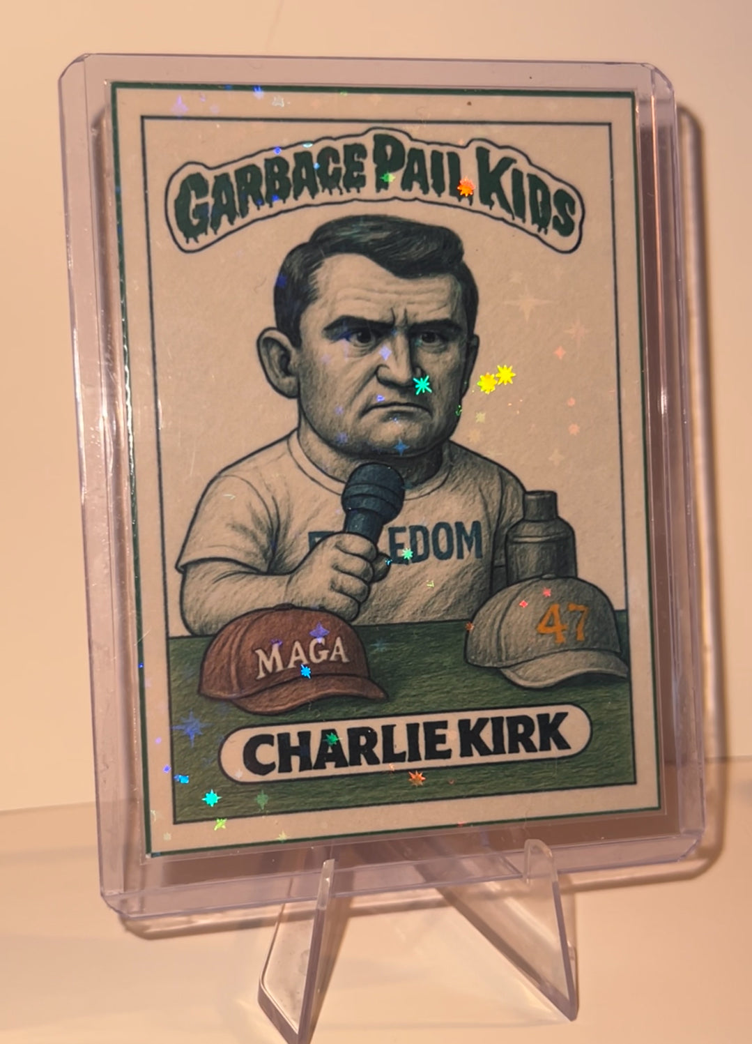 Charlie Kirk Garbage Pail Kids Limited edition holographic Trading Card