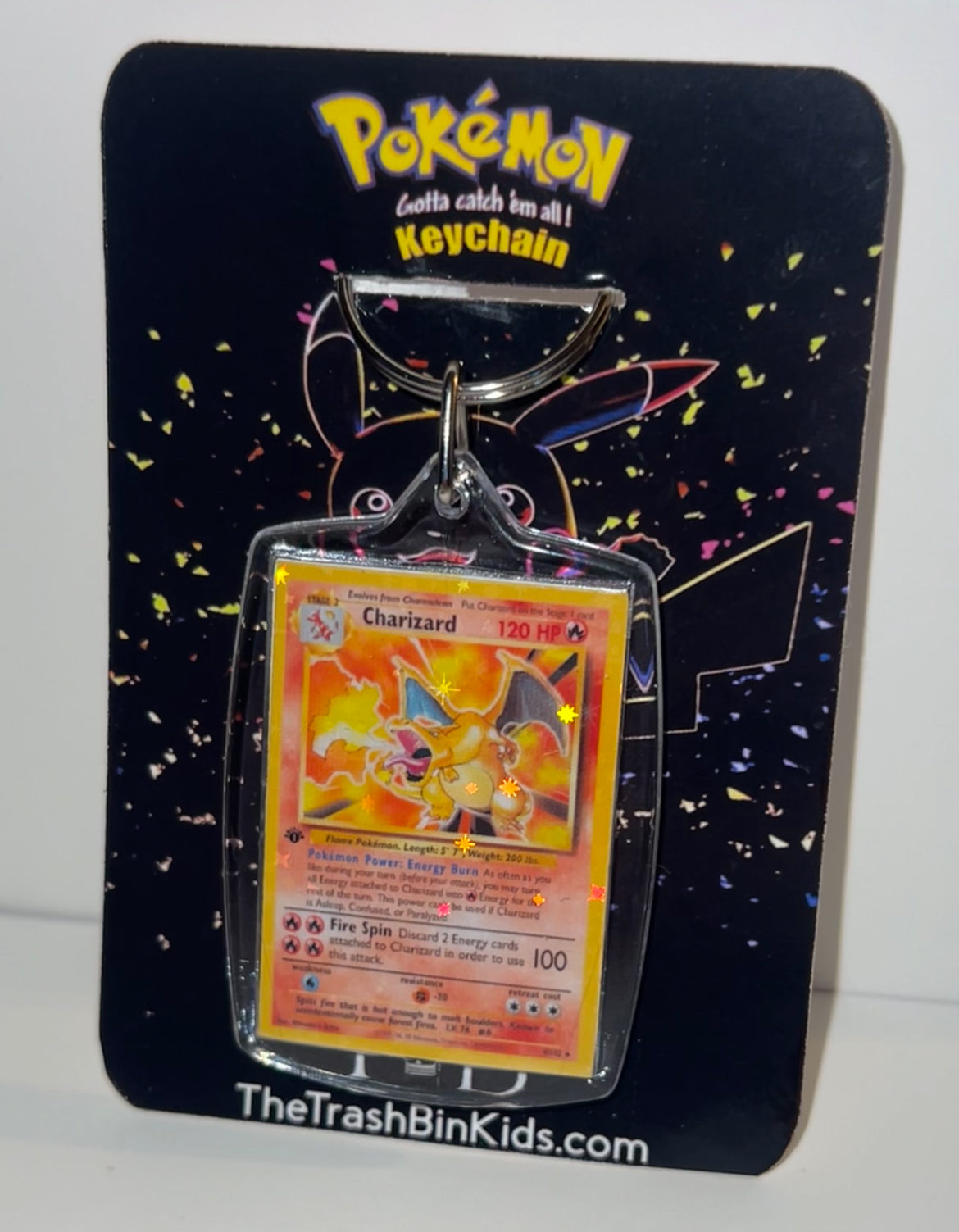 Holographic Charizard Pokemon Card Keychain